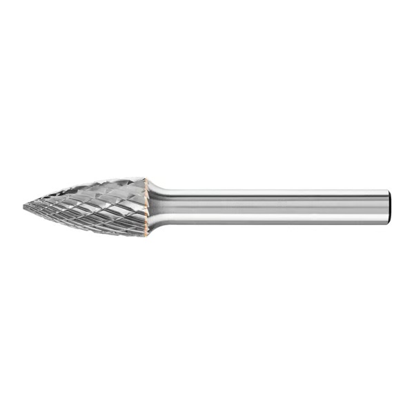 Picture of Pferd Carbide Bur SG-3 Pointed Tree Shape TOUGH Double Cut 3/8" x 3/4" x 1/4" Shank
